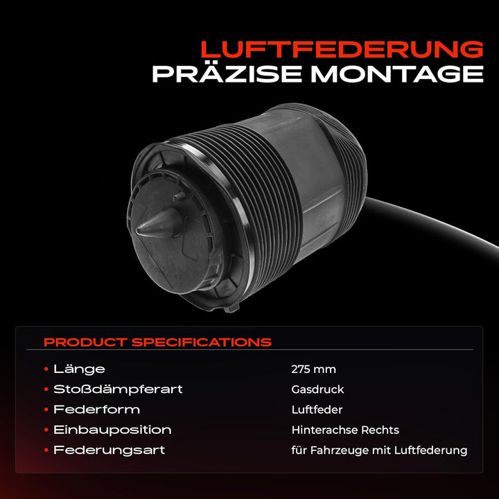 Frankberg Luftfederung Luftfeder Luftfederbälge Hinterachse Rechts Kompatibel mit Q7 4MB 4MG 2.0L 3.
