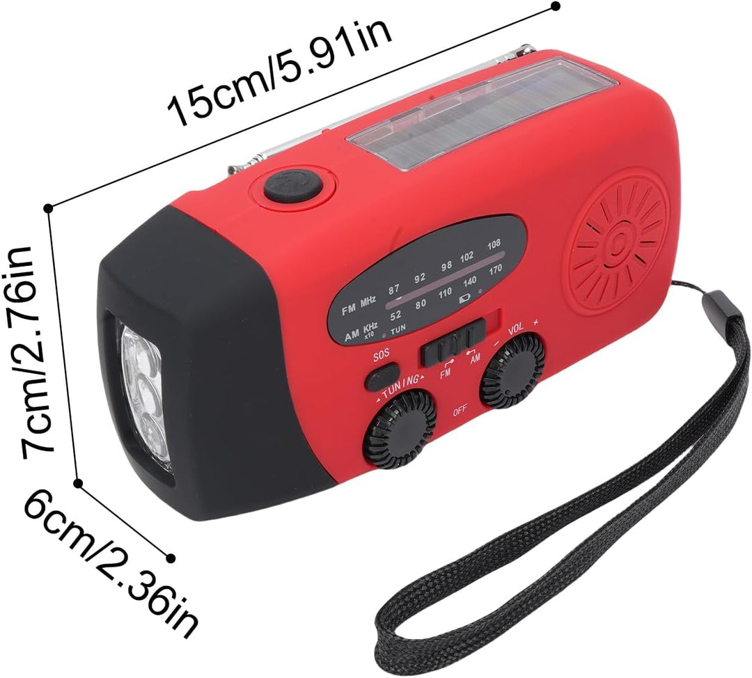 Bewinner Solar-Notfall-Kurbelradio mit Taschenlampe, 2000-mAh-Powerbank, Tragbares AM-FM-Wetterradio