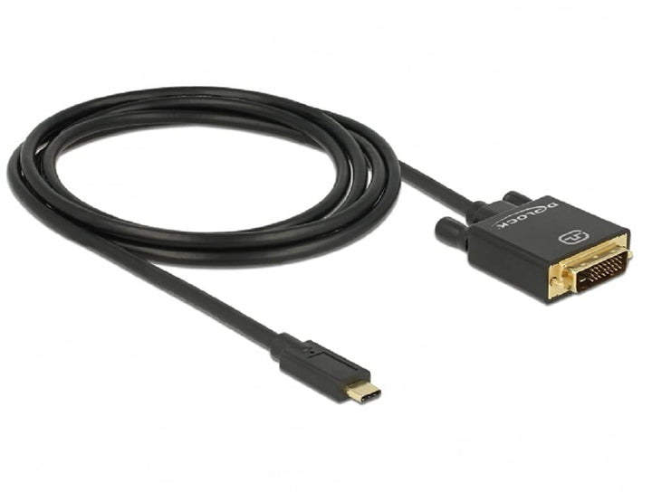 Delock Kabel USB Type-C Stecker > DVI 24+1 Stecker (DP Alt Mode) 4K 30 Hz 2 m schwarz, 2 m