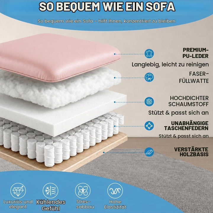 Efomao Bürostuhl mit Fussstütze, hoher Chefsessel Schreibtischstuhl, PU-Leder Drehstuhl Computerstuh