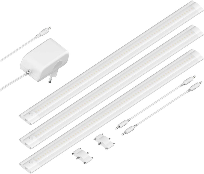 ledscom.de LED Unterbau-Leuchte SIRIS weiss matt, flach, je 50cm, je 655lm, weiss, 3er Set 3er-Set,