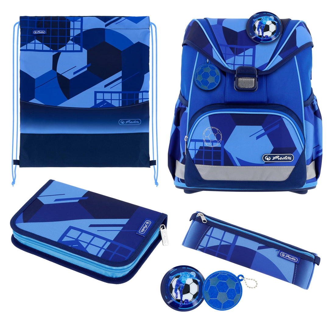herlitz Schulranzen Set 6-teilig Ultralight Blue Goal 1. Klasse Fussball, Fussball