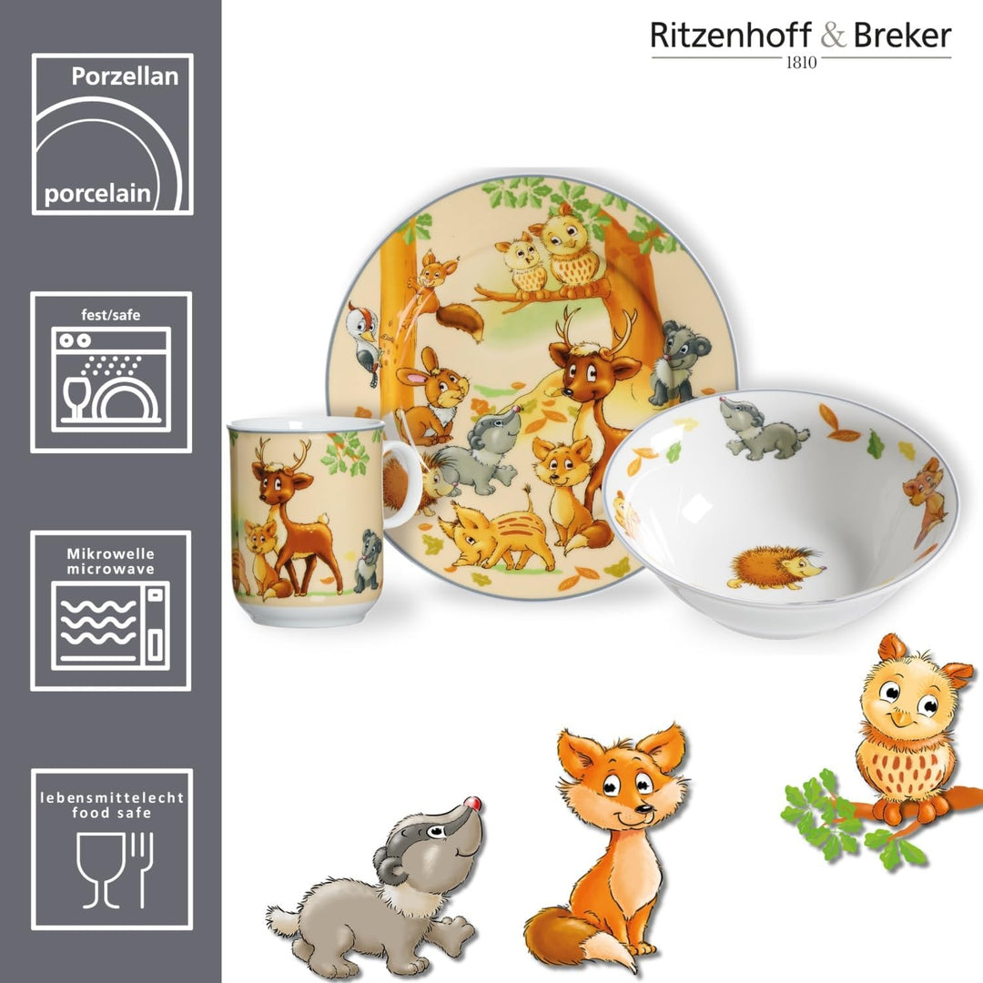 Ritzenhoff & Breker Kindergeschirr-Set Waldtiere, 3-teilig