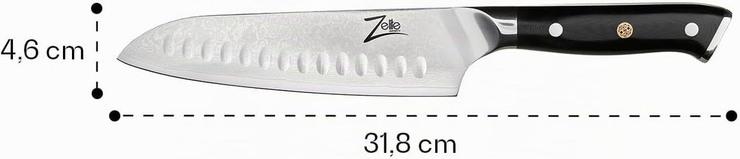 Zelite® Santoku messer, scharfe Küchenklingen 17,8 cm, japanisches Profimesser für Zuhause und Gastr