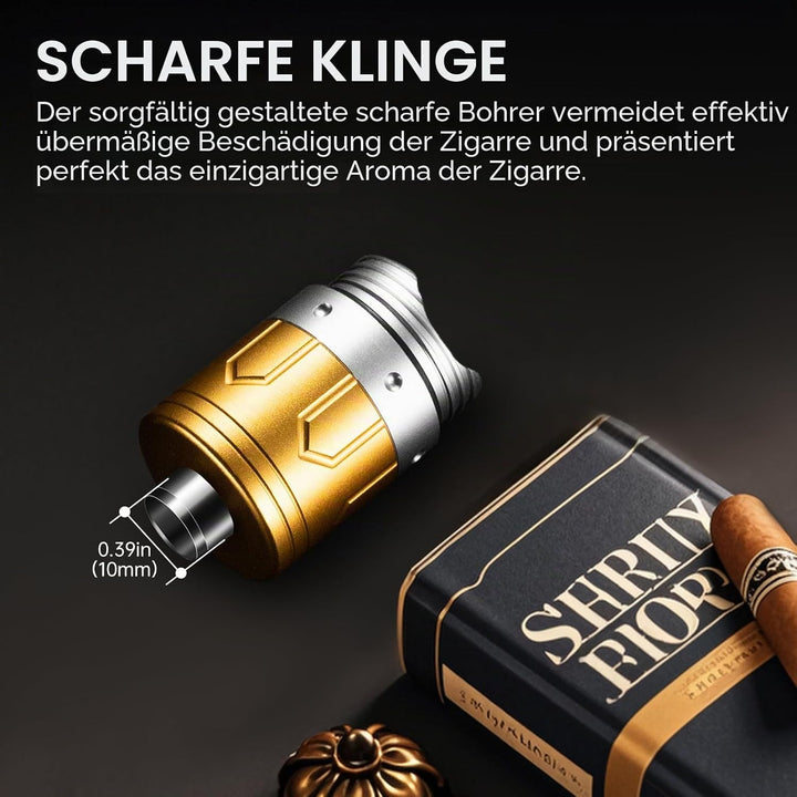 Zigarrenetui 3-in-1 Edelstahl Zigarrenrohr mit Hygrometer, Zigarrenpunsch und Zigarrenhalter, langle