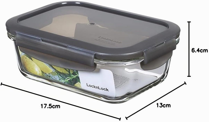 LocknLock OVEN GLASS Frischhaltedosen Glas mit Deckel | 630 ml | 175 x 130 x 64 mm | Kühlschrank, Ge
