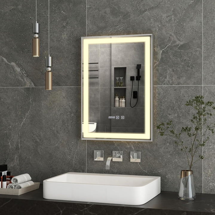 YOURLITE Spiegel mit Beleuchtung, 70x50cm, Badspiegel mit Beleuchtung Touch-Schalter, LED Spiegel mi