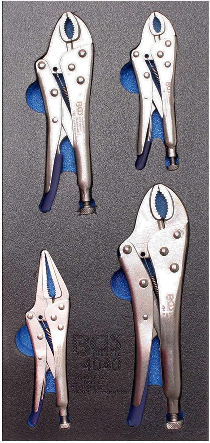 BGS 4040 | Werkstattwageneinlage 1/3: Gripzangen | 4-tlg. | Gripzange 125 / 180 / 250 mm | Langbeck-