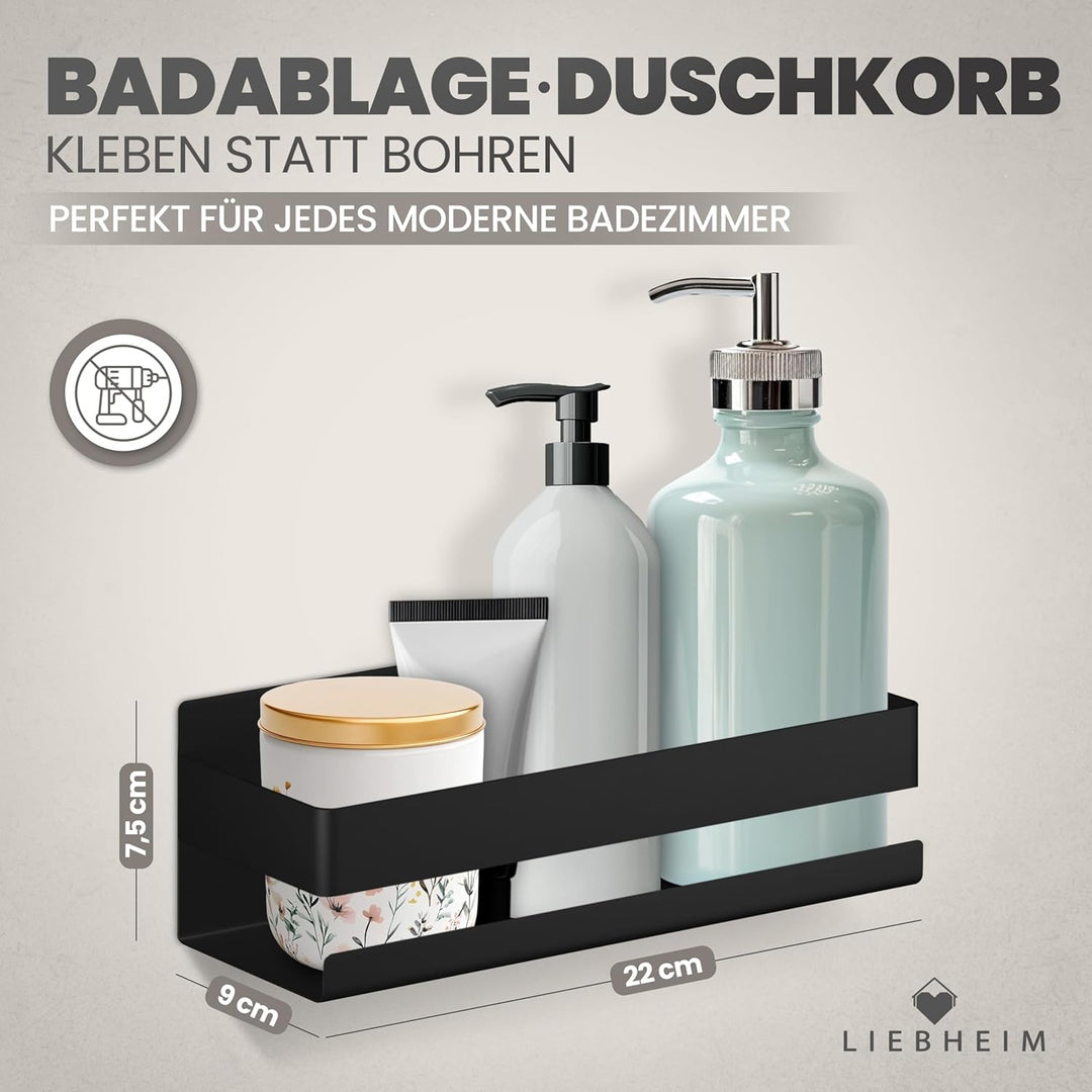 LIEBHEIM Duschablage Duschkorb Badregal ohne Bohren - Montage mit Industrie Klebeband oder Kraftkleb