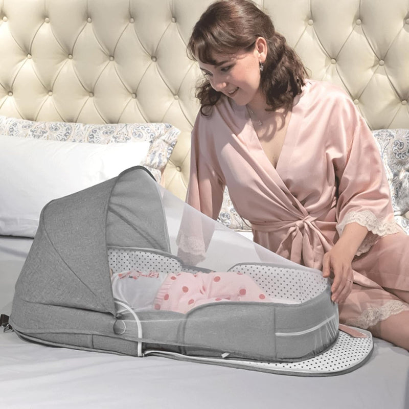 Upgrade Travel Bassinet, Foldable Bassinet, with Mouito Net and Awning, Portable Bassinets, Bed Bass