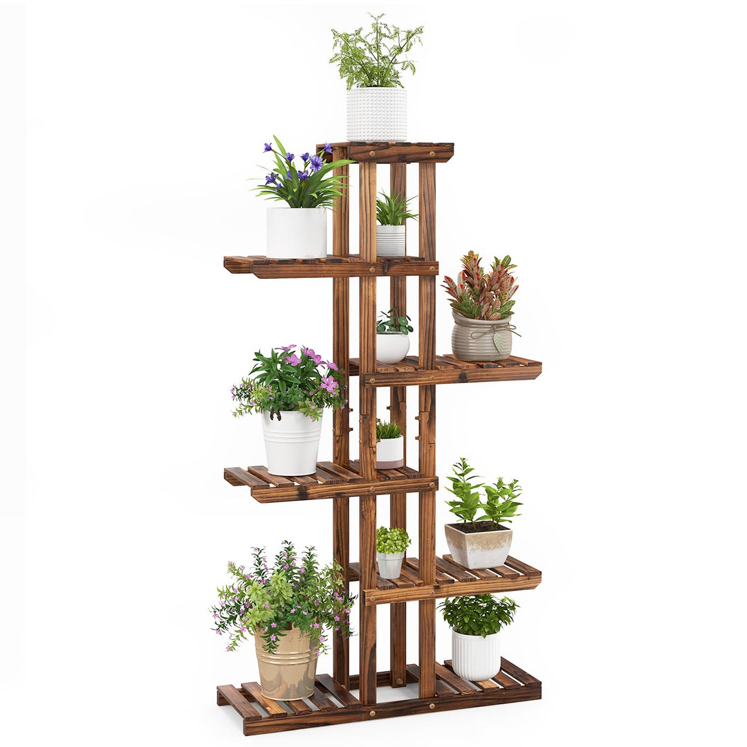 RELAX4LIFE Blumenständer Holz, Pflanzenständer 6 Ebenen, freisthendes Pflanzenregal für Wohnzimmer &amp;