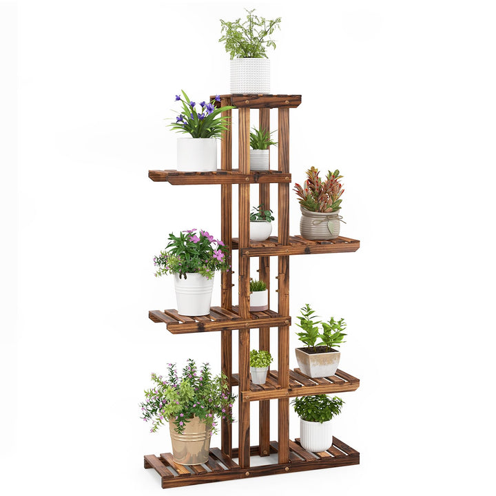RELAX4LIFE Blumenständer Holz, Pflanzenständer 6 Ebenen, freisthendes Pflanzenregal für Wohnzimmer &amp;