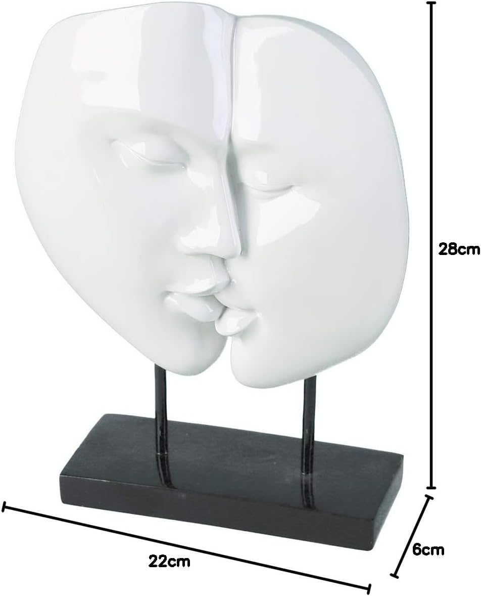 Casablanca modernes Design Moderne Skulptur Faces Poly weiss auf schwarzer Base Höhe 28 cm Breite 22