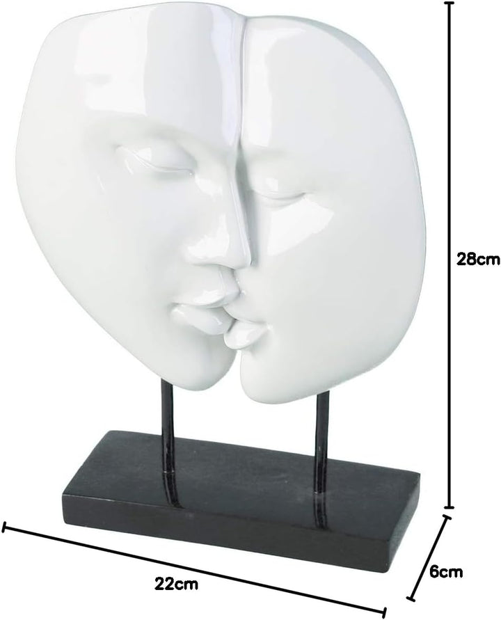 Casablanca modernes Design Moderne Skulptur Faces Poly weiss auf schwarzer Base Höhe 28 cm Breite 22