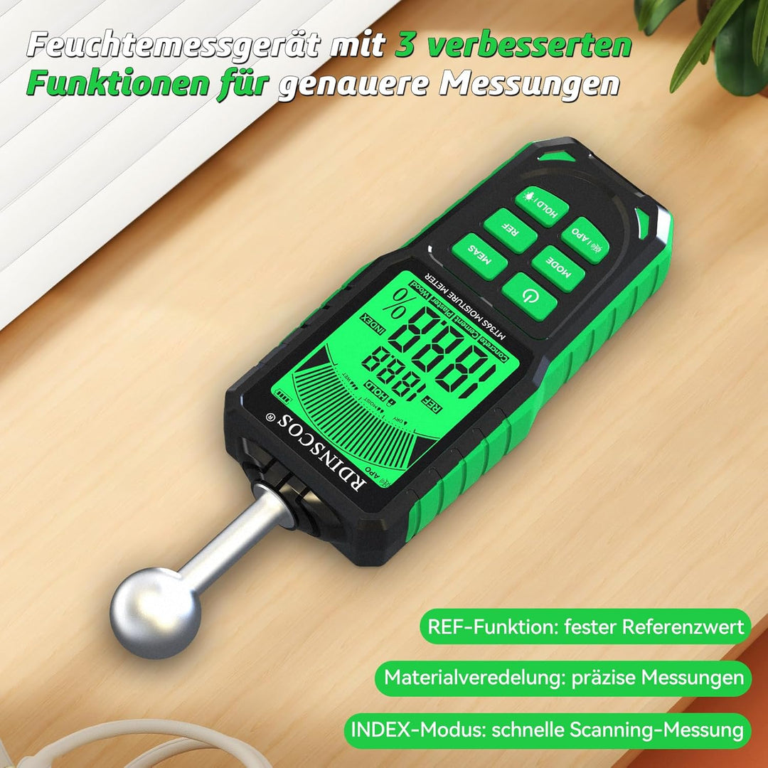 RDINSCOS Feuchtigkeitsmessgerät Wiederaufladbarkeit Wand Feuchtemessgerät Mauerwerk mit Farbdisplay