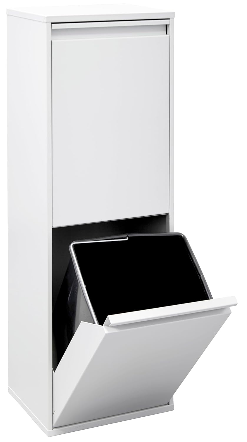 ARREGUI CR201-B Basic Recycling Abfalleimer/Mülleimer aus Stahl, Mülltrennsystem mit 2 entnehmbaren