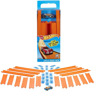 Hot Wheels GGP93 - Track Builder Mega Stunt Box mit Tracksets und Zubehör inkl. 2 Autos & BHT77 Trac