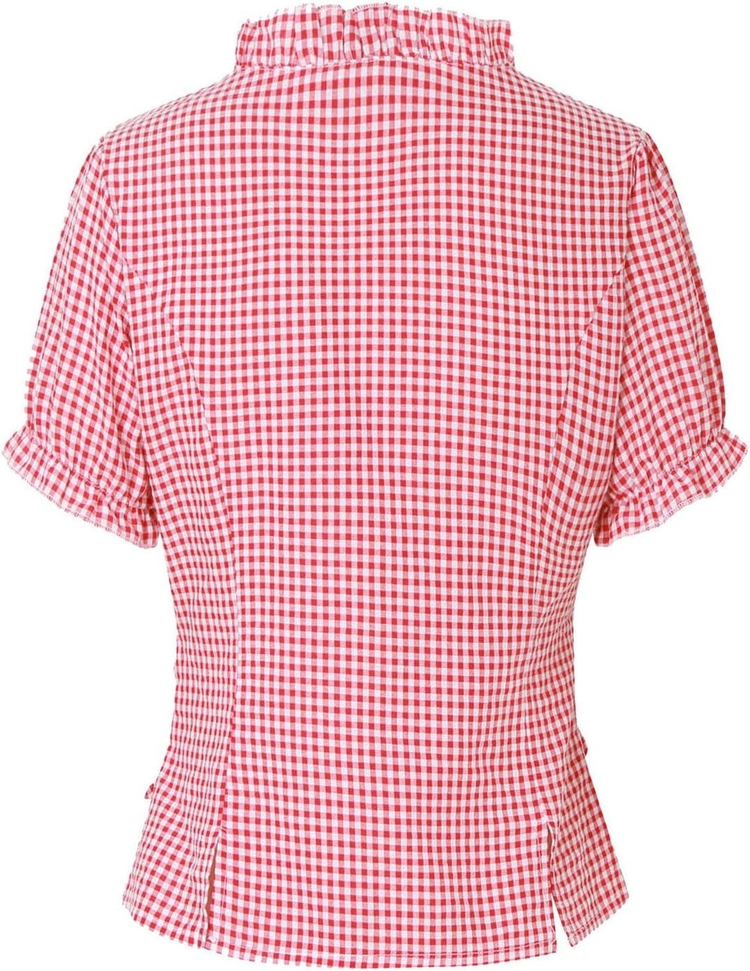 Trachtenbluse Damen Modern Karierte Bluse Oktoberfest Outfit Elegant Kurzarm Landhausmode Shirt Spit