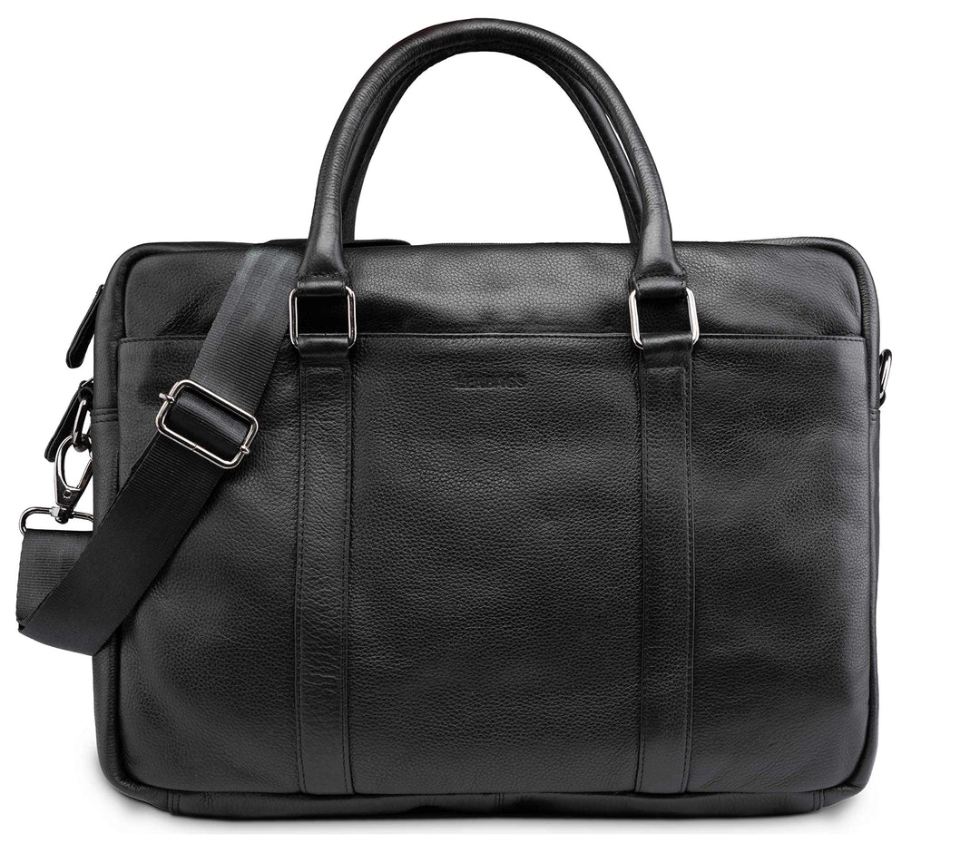 LEABAGS Leder Aktentasche Herren &amp; Damen I Echtleder Laptoptasche bis 16 Zoll I Umhängetasche mit Sc
