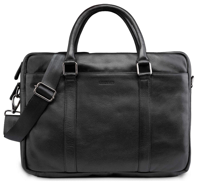 LEABAGS Leder Aktentasche Herren &amp; Damen I Echtleder Laptoptasche bis 16 Zoll I Umhängetasche mit Sc