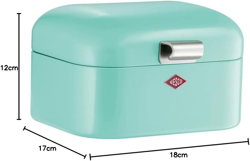 Wesco Mini Grandy Brotkasten in der Farbe mint grün, pulverbeschichtetes Stahlblech, Lüftungslöcher