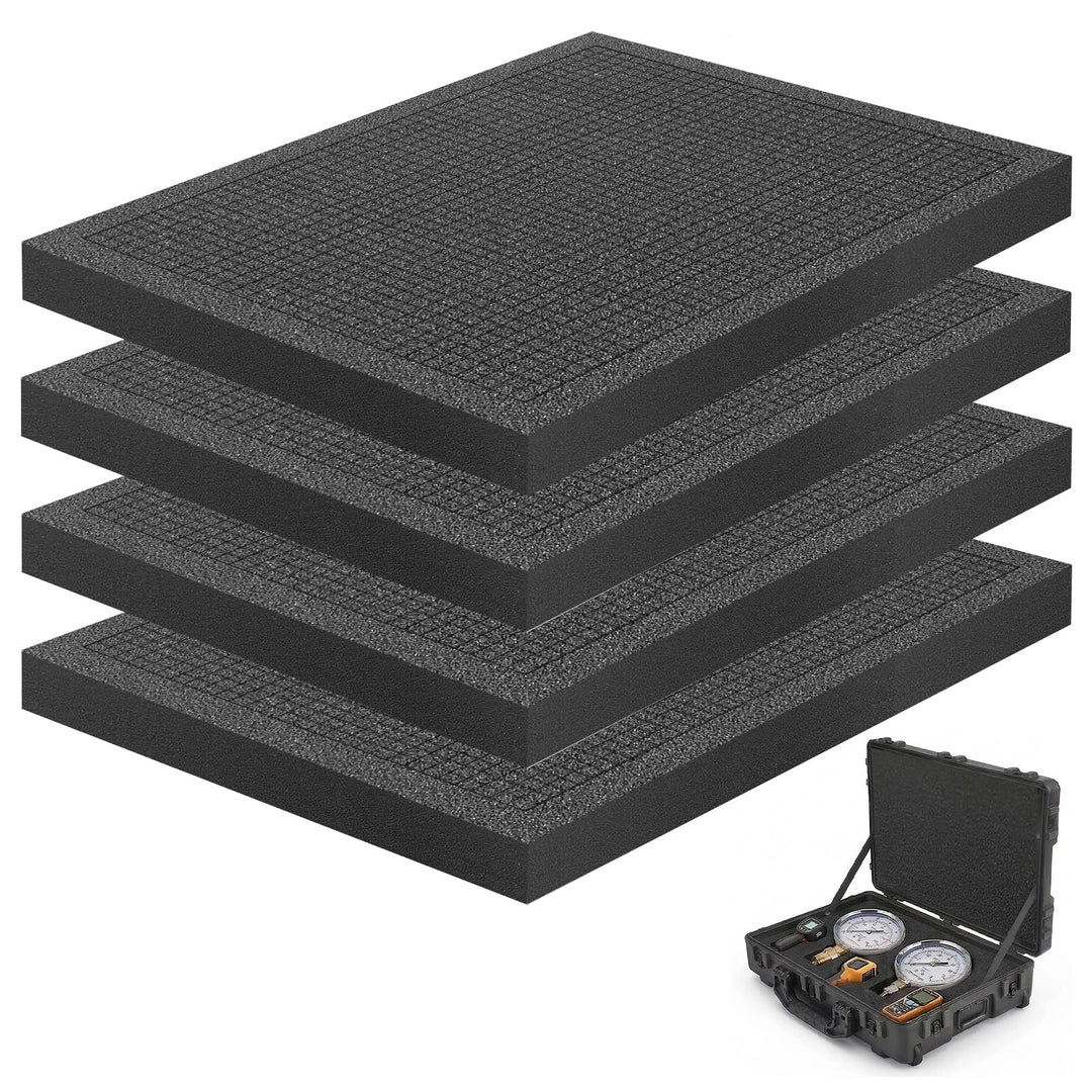 Rasterschaumstoff 400x300x25mm | 2er-Pack 50D Hochdichter Würfelschaum für Werkzeugkoffer &amp; Kamerako