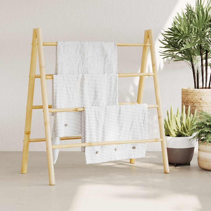 INLIFE Doppel-Handtuchleiter mit 4 Sprossen 90x50x100 cm Bambus,Heim &amp; Garten,Badzubehör,Handtuchhal
