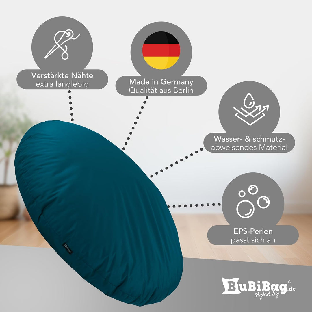 BuBiBag 2in1 Sitzsack L - XXL mit Füllung für Kinder &amp; Erwachsene, Gaming Beanbag &amp; Bodenkissen für