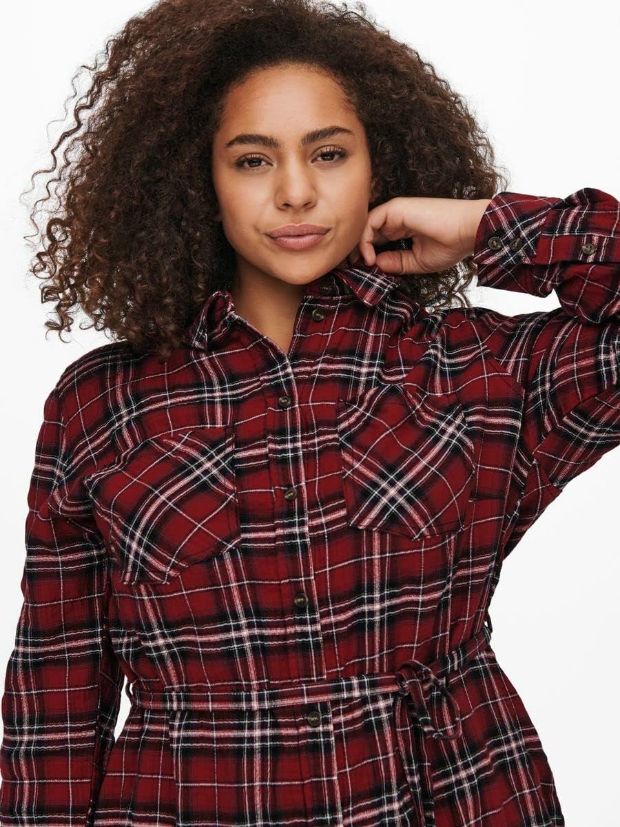 ONLY Carmakoma Female Kleid Curvy Karo- 44Red Ochre