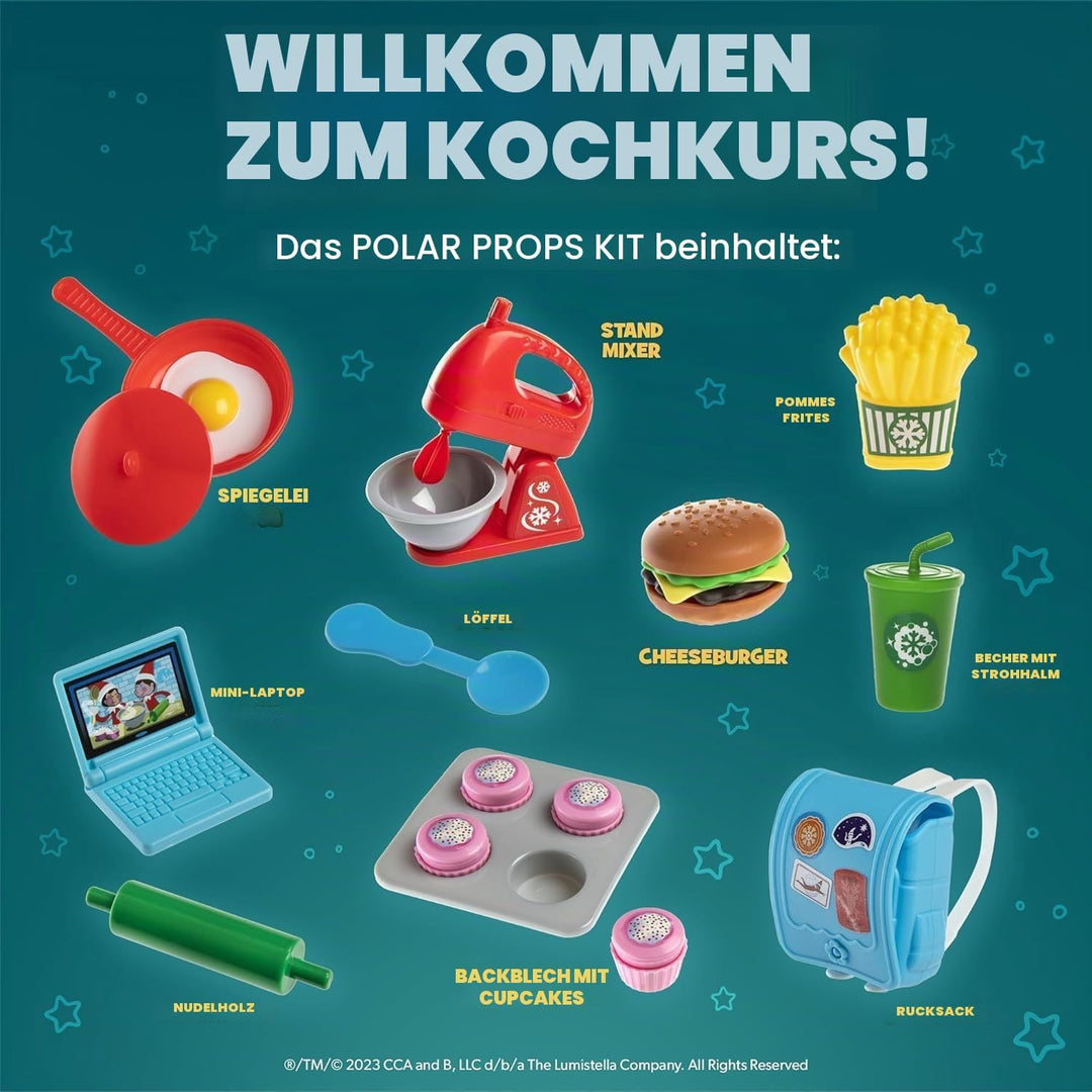 The Elf on The Shelf® Polar Props® Kochschule | Kreatives Koch-Set für Scout Elfen mit Mini-Laptop,