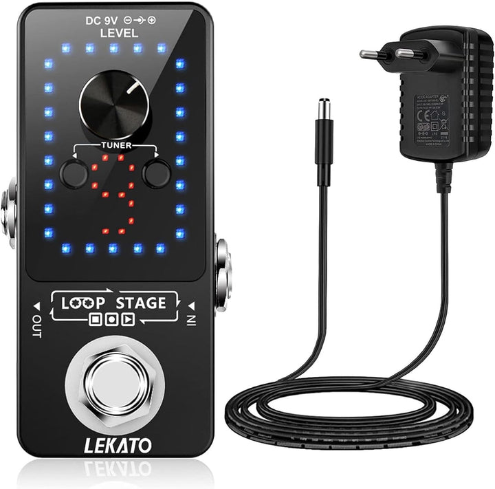 Guitar Looper mit Netzteil, LEKATO 9 Loops 40 Minuten Aufnahmezeit Gitarren-Looper Eingebautes Stimm