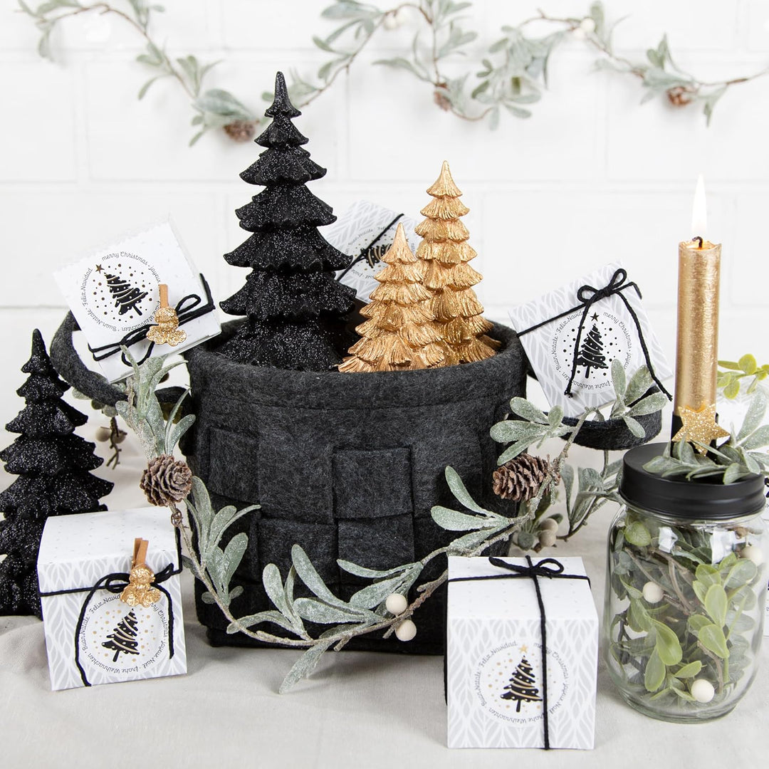 Logbuch-Verlag 3 Weihnachten Deko Bäume schwarz Gold glitzernd 8,5-18 cm edle Weihnachtsdekoration G