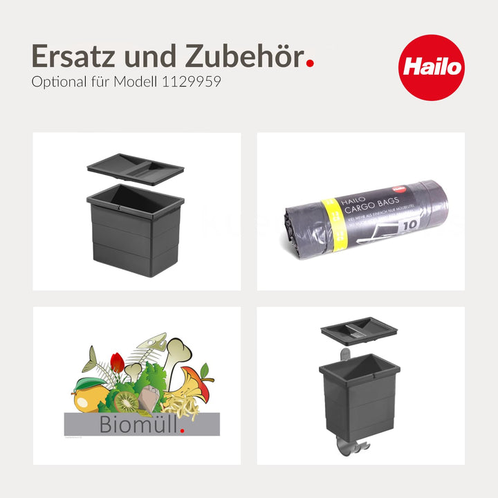 Hailo Inneneimer 1129959 | 18 Liter Doppelhenkel | Abfalleimer Einsatz für Raumspar Tandem und Rondo