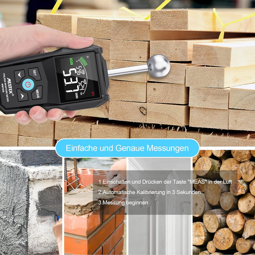 Feuchtigkeitsmessgerät MESTEK Feuchtigkeitsmesser Feuchtemessgerät mit Digitale LCD Display Akustisc