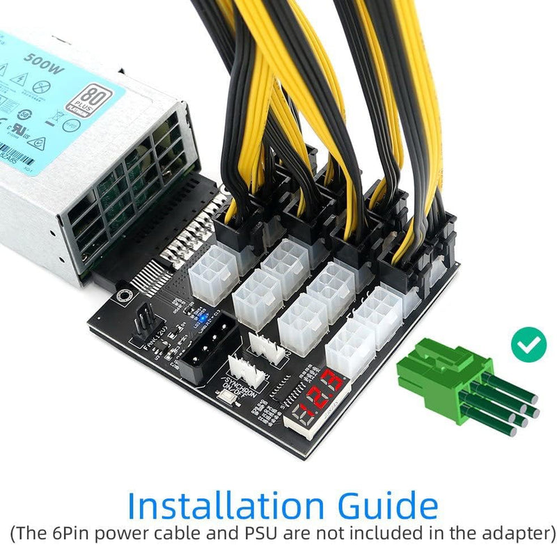 NFHK Flex Slot Server Power Board 14+10Pin auf 16x6Pin Power Supply Board for CHIA ETH BTC Mining Mi