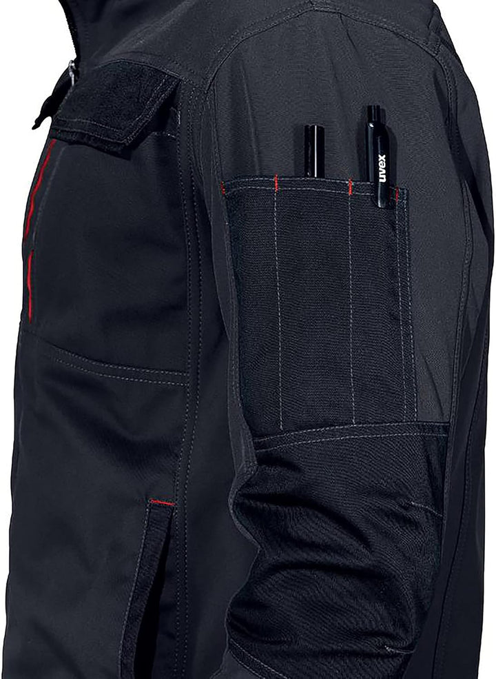Uvex Tune-up Softshell-Arbeitsjacke für Herren - atmungsaktiv & wasserabweisend M Schwarz/Rot, M Sch