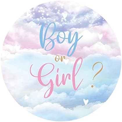 Aoihrraan 150cm Durchmesser Gender Reveal Runder Hintergrund für Fotografie Jungen oder Mädchen Blau