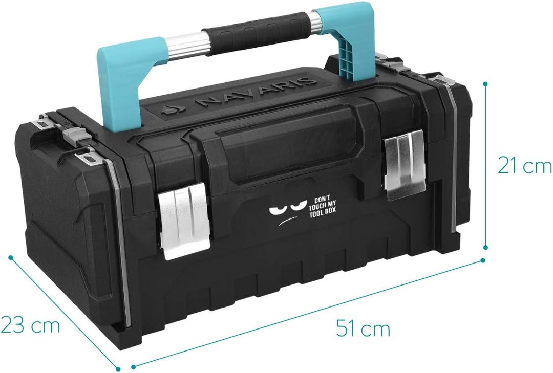Navaris Werkzeugkoffer 20" Box leer - 51x23x21cm - 2 Abnehmbare Organizer Boxen und Stahlschliessen