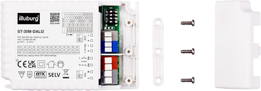 illuburg LED Trafo Dimmbar Dali Push 1-10V 300mA - 900mA Konstantstrom 30W Flickerfree LED Netzteil