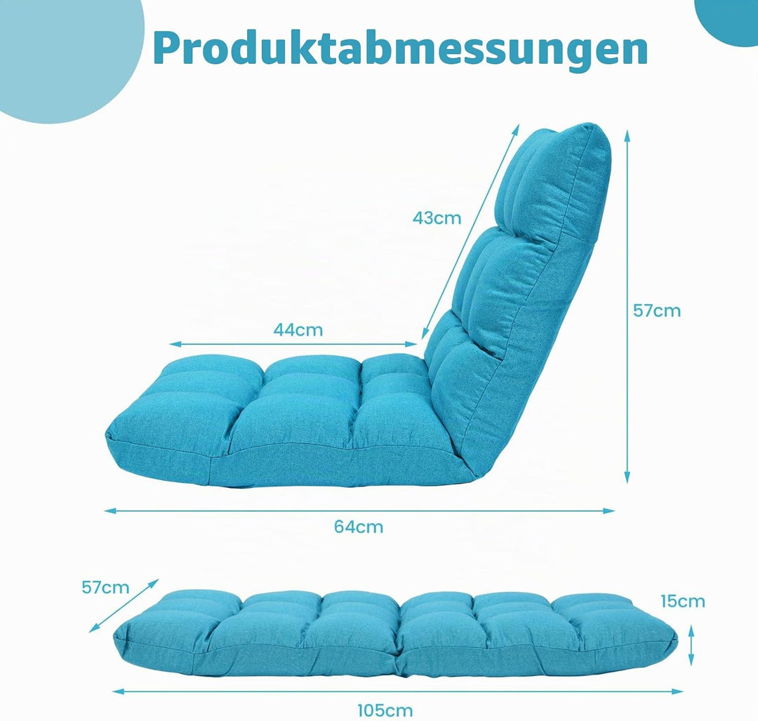 LIFEZEAL Bodenstuhl gepolstert, Bodensessel Bodensofa mit Verstellbarer Rückenlehne, Meditationsstuh