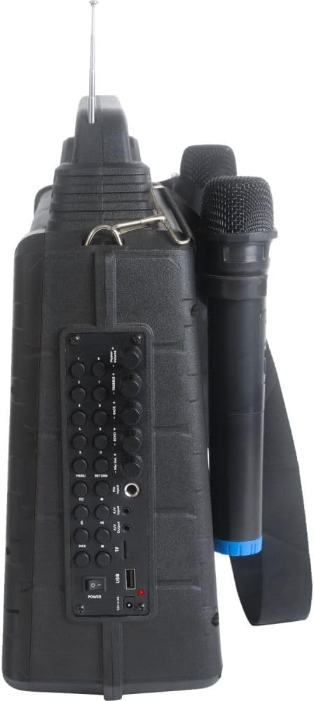 IBIZA KARAVISION tragbarer Karaoke Lautsprecher mit Bildschirm und 2 Funk-Mikrofonen Karaokeanlage P