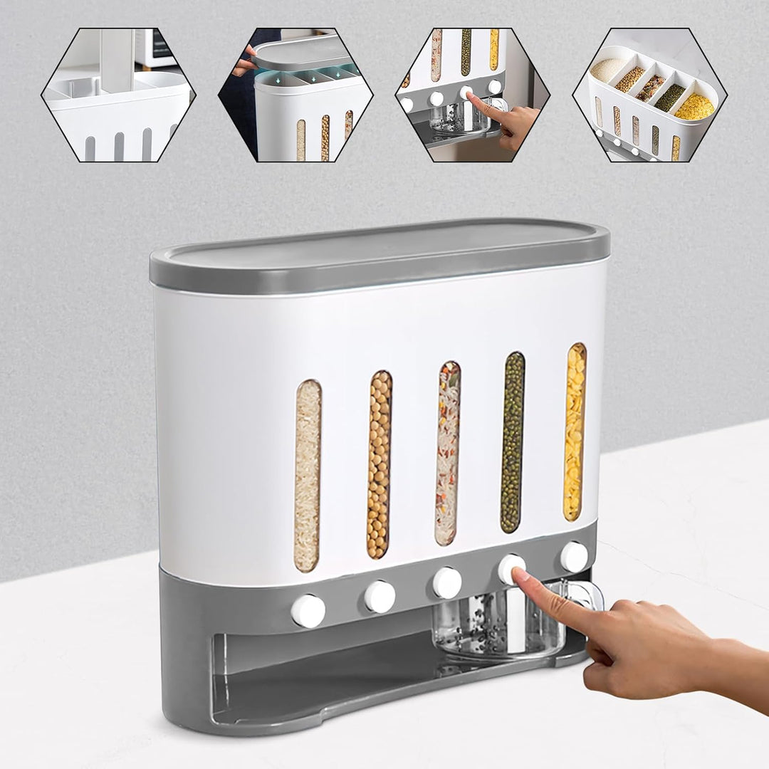 Müslispender, 5 Fächer Vorratsdosen, KüChen Wand Montiert Modern MüSlispender, Küche Geteilte Trocke