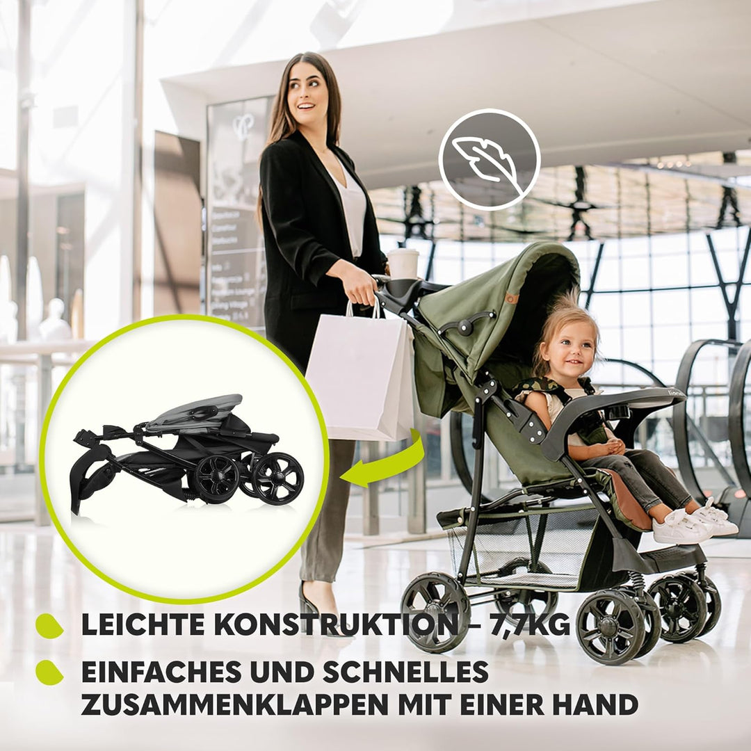 LIONELO Emma Plus Kinderwagen bis zu 15 kg, Kindersportwagen, leicht modern klein Buggy mit Liegepos