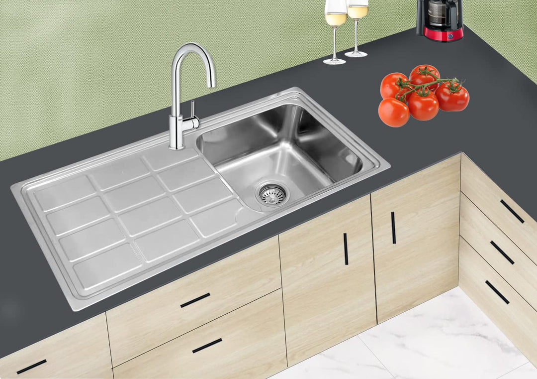 Omeere 100Lx46B,gross, Einbauspüle Edelstahl 304 Materialdicke 0,8 mm, Spülbecken Spüle Küchenspüle