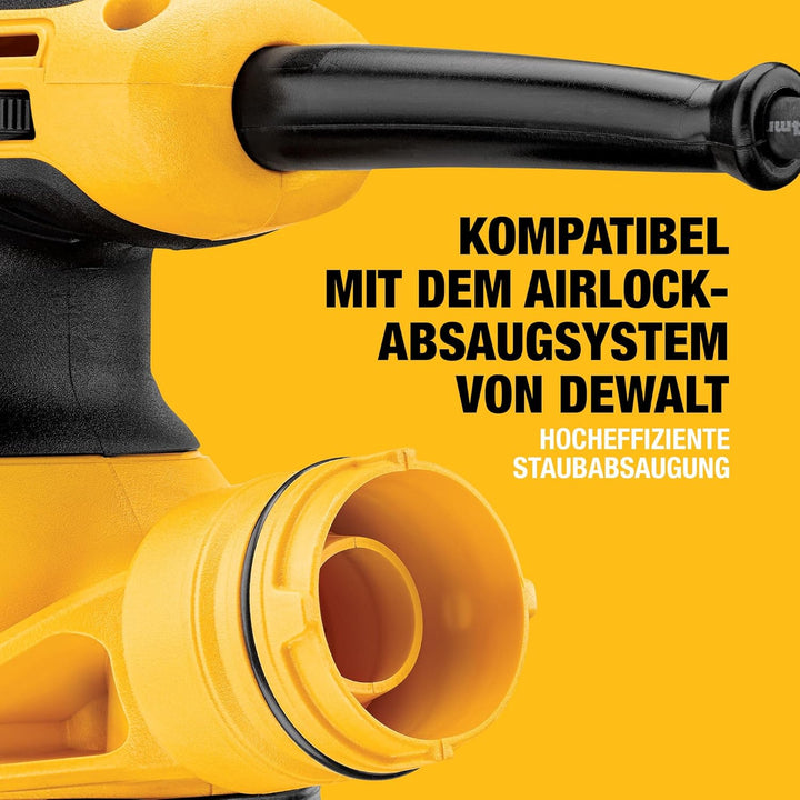 DeWalt Exzenterschleifer (mit Absaugung, Staubfangbehälter, staubgeschütztem Schalter und Getriebege