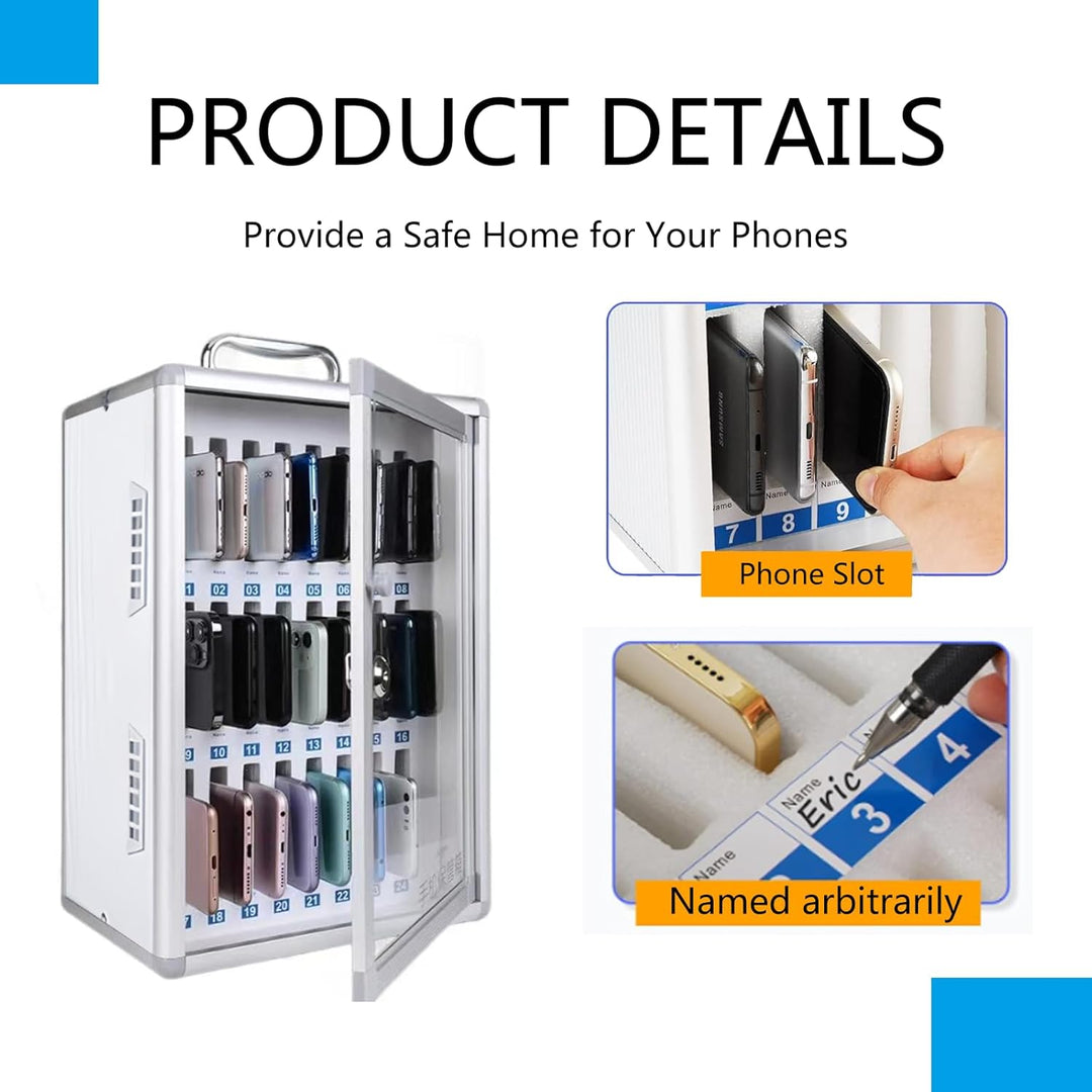 Handy Safe Schule Handybox 24/36 Slots Aluminiumlegierung Handygarage Wandmontierter abschliessbarer