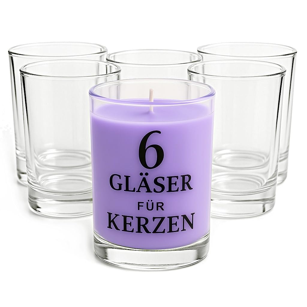 Glasmark KROSNO 1992 Kerzengläser Set 6 Stück Kerzen Gläser zum Kerzenmachen Transparent Leer DIY 30