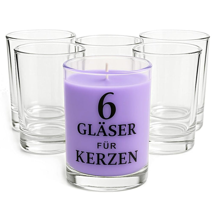 Glasmark KROSNO 1992 Kerzengläser Set 6 Stück Kerzen Gläser zum Kerzenmachen Transparent Leer DIY 30