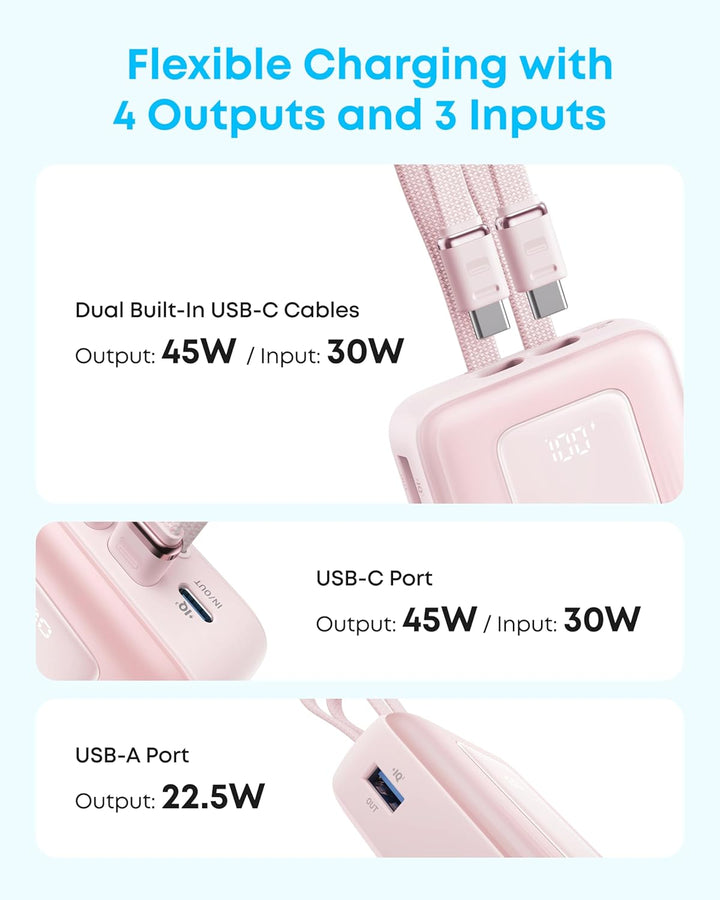 Anker Zolo Powerbank (2025 Upgrade), 45W Schnellladung, 20000mAh Akku-Pack, Zwei integrierte USB-C K
