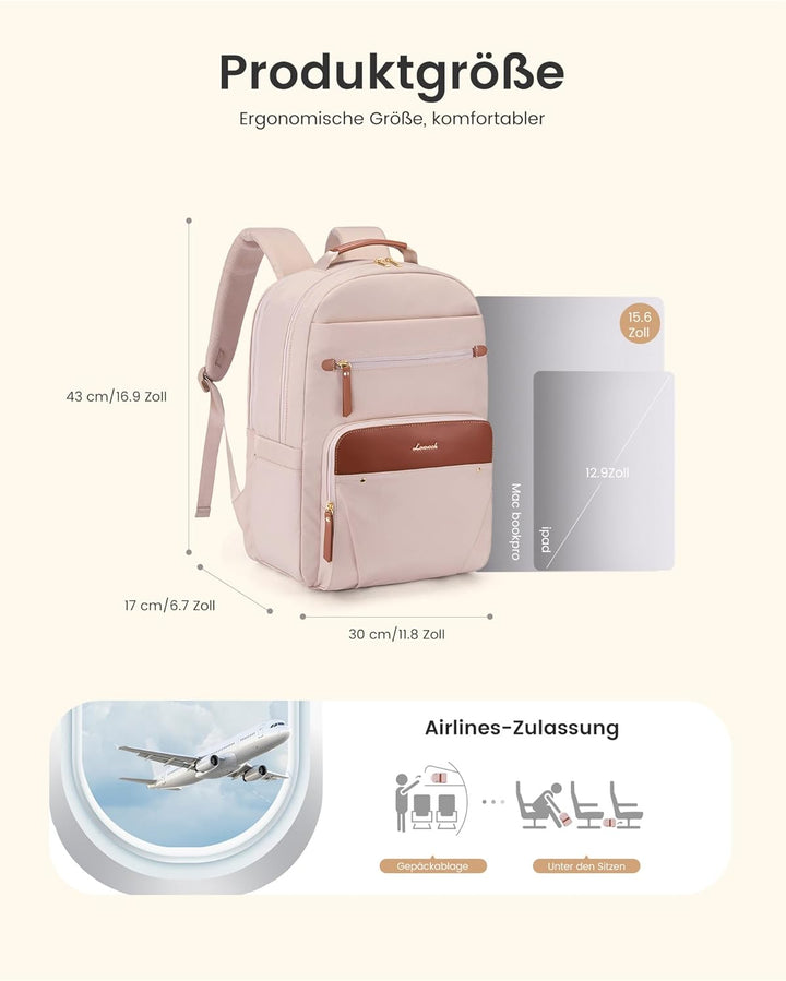 LOVEVOOK Rucksack Damen, Wasserdicht 15,6 Zoll Laptop Rucksäcke Arbeitsrucksack Schulrucksack Teenag